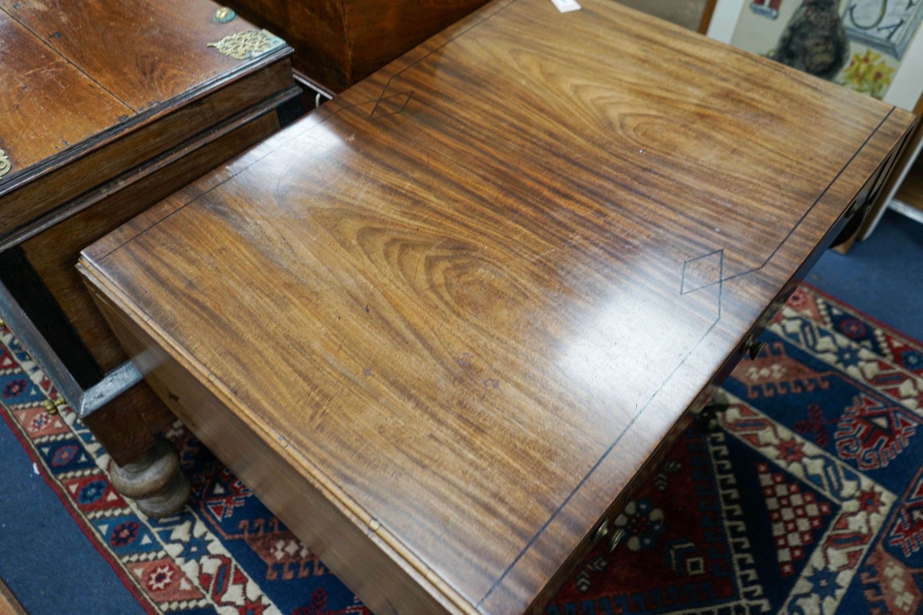 A Regency mahogany sofa table, width 92cm, depth 66cm, height 73cm